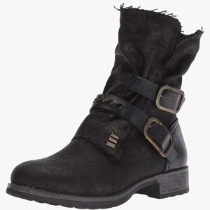 Dirty Laundry Women’s “Tycen” Black Buckled Canvas Moto Grunge Hobo Emo Boots